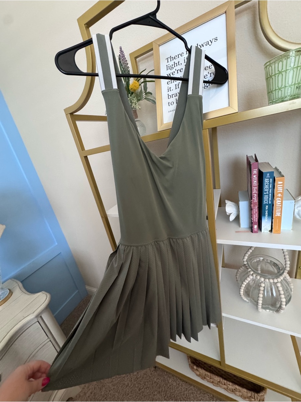 Women’s Olive Green Pleated Athletic Dress